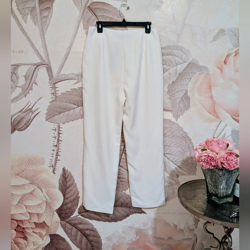 Lulus White High Waist Straight Leg Trousers Size L - Picture 4 of 7